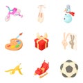 Dote icons set, cartoon style Royalty Free Stock Photo