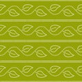 Doted ivy leaves and stripes geometric seamless pattern in green and white, vector Royalty Free Stock Photo
