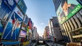 Dotonbori canal with modern buildings at the shopping district Namba, Osaka, Japan