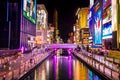 Dotonboti street in Namba is the best sightseeing attraction and famous place in Osaka Royalty Free Stock Photo