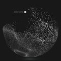 The dots of an array form abstract spherical shapes.