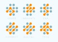 Dots cross vector emblem set. Innovate bio tech modern icons. Digital science labosatory isolated logo collection