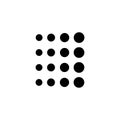 Dots Decreased from one corner to another. Flat Vector Icon illustration. Simple black symbol on white background. Dots from small