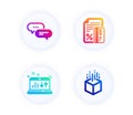 Dots message, Sound check and Credit card icons set. Augmented reality sign. Vector