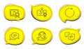 Dots message, Synchronize and Text message icons set. Certificate sign. Vector Royalty Free Stock Photo