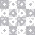 Dots and squares shapes seamless pattern design. Gray geometric background. Monochrome decorative ornament. Vector illustration Royalty Free Stock Photo