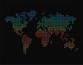 Dots world map with climatic zones, colorful vector illustration