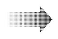 Dotted arrow icon. Vector isolated element. Black dotted vector dynamic arrow. Halftone effect design