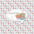 Dotted background with cupcake label