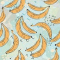 Dotted Background. Seamless Pattern with Bananas. Scandinavian Style. Fruits Royalty Free Stock Photo