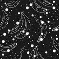 Dotted Background. Seamless Pattern with Bananas. Scandinavian Style Royalty Free Stock Photo