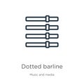 Dotted barline icon. Thin linear dotted barline outline icon isolated on white background from music and media collection. Line