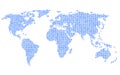 Dotted Blue World Map on White Background. Vector Royalty Free Stock Photo