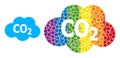 Dotted Carbon Dioxide Cloud Mosaic Icon of Spectrum Round Dots