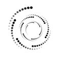 WHIRL DOTTED CIRCLE. HALFTONE DESIGN ELEMENTS. ISOLATED VECTOR ON WHITE BACKGROUND