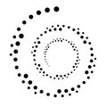 WHIRL DOTTED CIRCLE. HALFTONE DESIGN ELEMENTS. ISOLATED VECTOR ON WHITE BACKGROUND