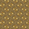 Dotted circles and curved lines in a pattern over a golden brown background Royalty Free Stock Photo