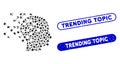 Dotted Collage Digital Mind with Textured Trending Topic Seals