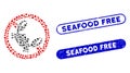 Dotted Collage Seafood Free with Grunge Seafood Free Seals