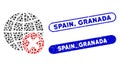 Dotted Collage Stop Globalization with Grunge Spain, Granada Seals