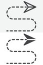 Dotted curve direction arrows line and solid different style vector icon set Royalty Free Stock Photo