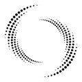 Dotted, dots, speckles abstract concentric circle. Spiral, swirl, twirl element.Circular and radial lines volute, helix.Segmented Royalty Free Stock Photo