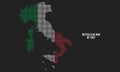 Dotted Flag Map of Italy, Vector Illustration on Dark Background