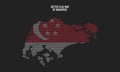 Dotted Flag Map of Singapore, Halftone Style Vector Illustration on Dark background