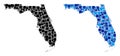 Dotted Florida Map with Blue Version