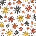 Dotted flowers on a white background seamless vector repeat pattern Royalty Free Stock Photo