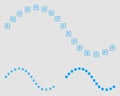Dotted Function Line Vector Mesh Carcass Model and Triangle Mosaic Icon