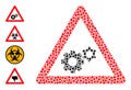 Dotted Gears Warning Composition of Round Dots and Similar Icons Royalty Free Stock Photo