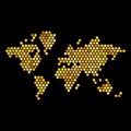 Dotted Gold Colors World Map Isolated on Black Royalty Free Stock Photo