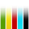 Dotted gradient banners green, yelow, red, blue and black