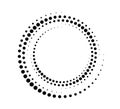 Dotted gradient circle. Halftone effect circular dotted frame. Progress round loader. Half tone circle. Vector