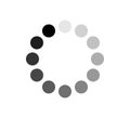 Dotted gradient circle. Load icon. Gray throbber symbol. Halftone effect circular dotted frame. Progress round loader