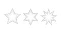 Dotted grain stars set. Black stippled shapes collection. Various noise textured asterisks. Different halftone dot work