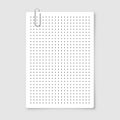 Dotted graph paper with grid. Polka dot pattern, geometric texture for calligraphy drawing or writing. Blank sheet of