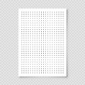 Dotted graph paper with grid. Polka dot pattern, geometric texture for calligraphy drawing or writing. Blank sheet of