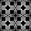 Dotted halftone checkered vector seamless pattern. Black and white geometric half tone tartan background. Grunge repeat backdrop. Royalty Free Stock Photo