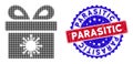 Dotted Halftone Coronavirus surprize box Icon and Bicolor Parasitic Grunge Watermark