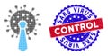 Dotted Halftone Covid boss Icon and Bicolor Sars Virus Control Rough Seal Stamp