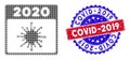 Dotted Halftone 2020 covid calendar day Icon and Bicolor Covid-2019 Distress Seal