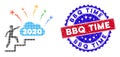 Pixel Halftone 2020 fireworks cloud steps Icon and Bicolor BBQ Time Grunge Seal Royalty Free Stock Photo