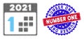 Dot Halftone 2021 first day Icon and Bicolor Number One Scratched Rubber Imprint Royalty Free Stock Photo