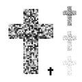 Dotted halftone grunge christian cross