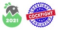 Dotted Halftone 2021 hatch chick Icon and Bicolor Cockfight Rough Watermark