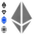 Dotted Halftone Rhombus Crystal Icon and Source Icons