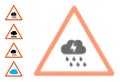 Dotted Halftone Thunderstorm Warning Icon and Additional Icons Royalty Free Stock Photo