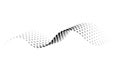 Dotted halftone waves. Flowing wavy lines pattern. Abstract liquid shapes, wave effect dotted gradient texture. Curve